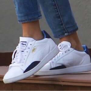 Puma White Sneakers with Navy Accents Size 6